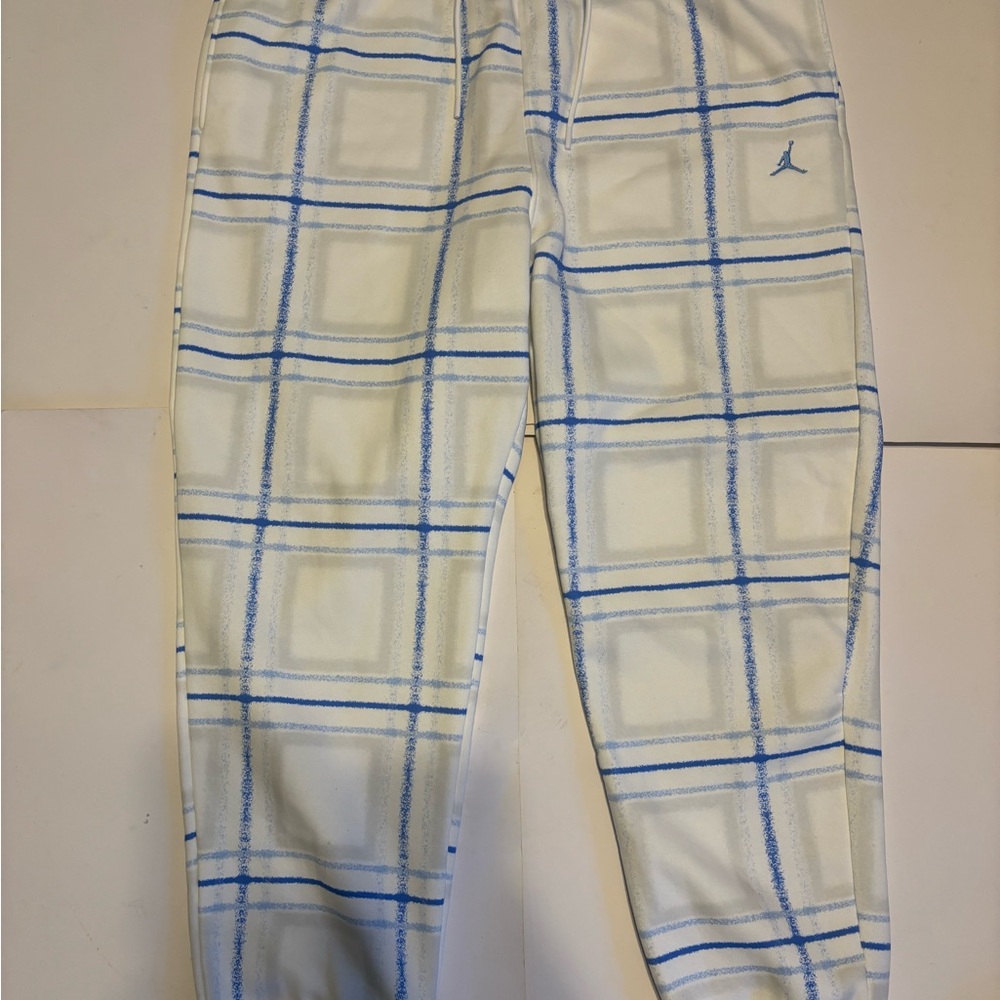 Men’s Jordan Essentials Fleece Holiday White Plaid Pants - White - Size 3XL